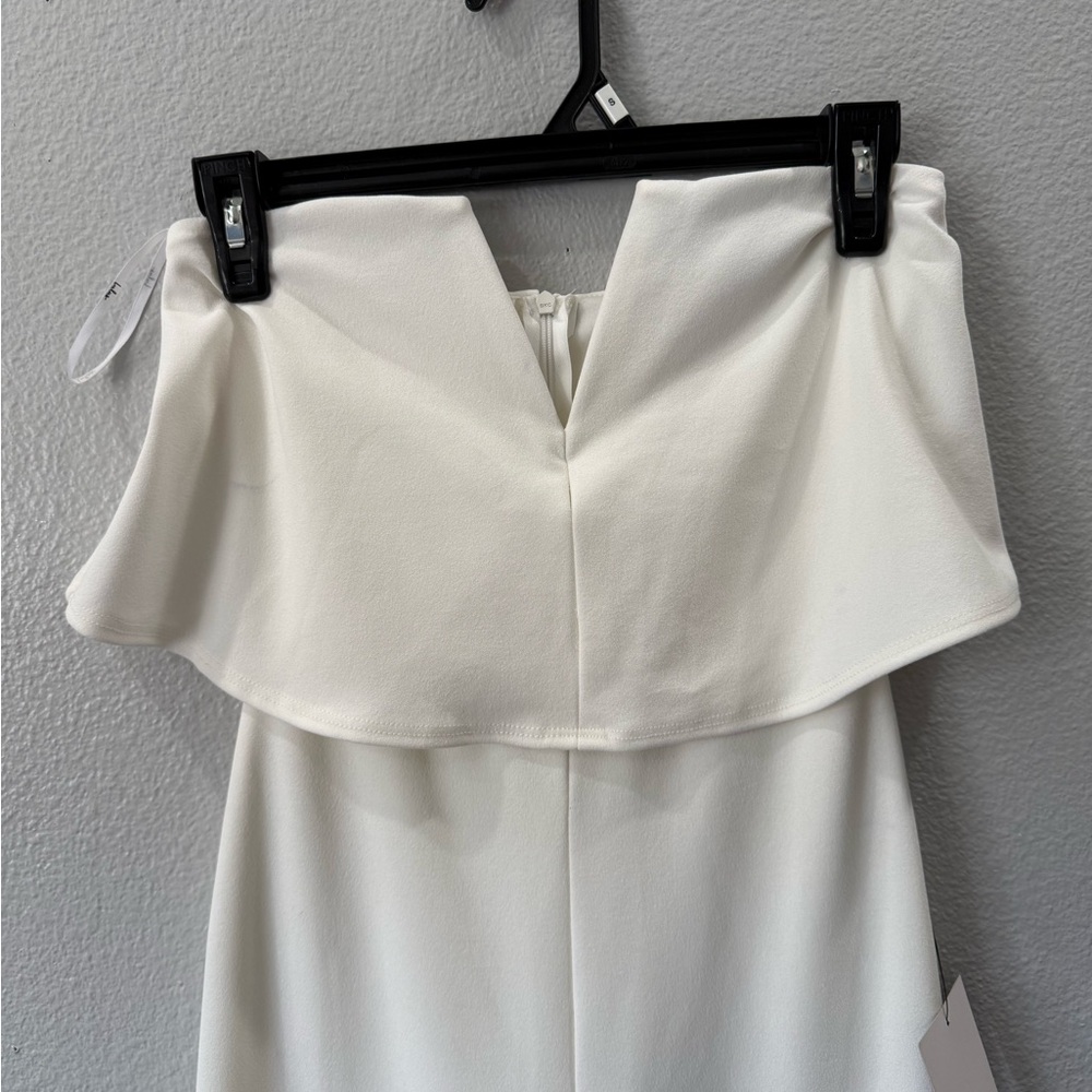 Lulu's White Strapless V-Notch Wide-Leg Jumpsuit Size XS Graduation Outfit - Picture 5 of 16